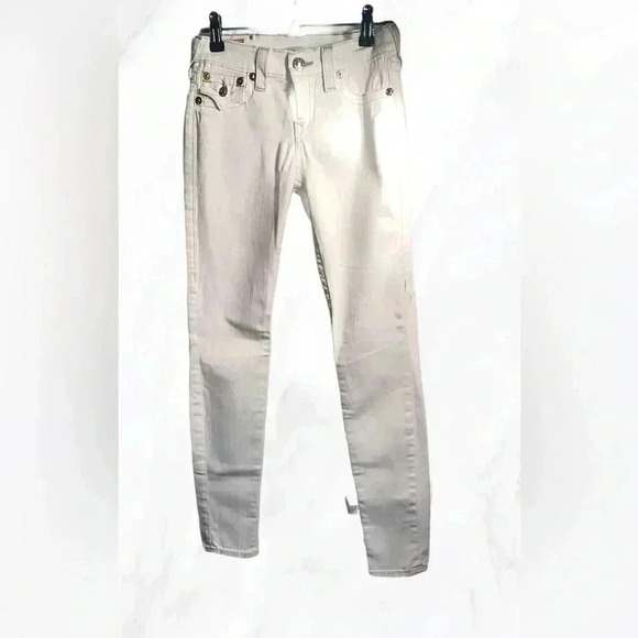 True religion “Serena” skinny  white and gold jeans 25 - Picture 2 of 5